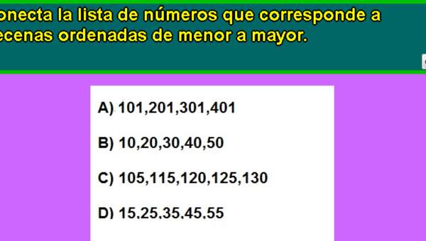 Decenas de menor a mayor Decenas de menor a mayor