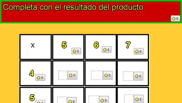 Tablas de multiplicar de 4, 5, 6 y 7 Tablas de multiplicar de 4, 5, 6 y 7