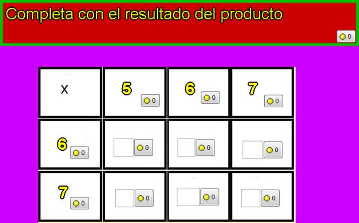 Tablas de multiplicar de 5, 6 y 7 Tablas de multiplicar de 5, 6 y 7