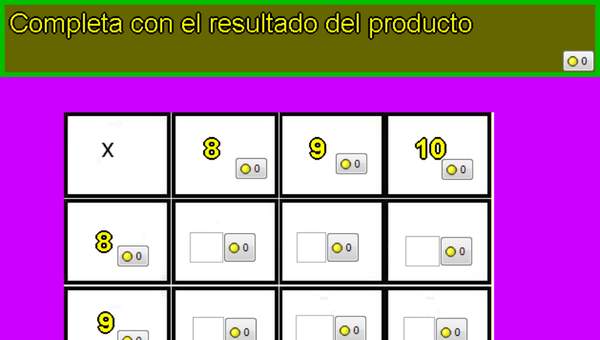 Tablas de multiplicar de 8, 9 y 10 Tablas de multiplicar de 8, 9 y 10
