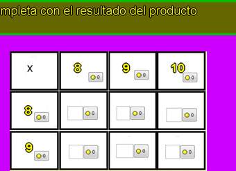 Tablas de multiplicar de 8, 9 y 10 Tablas de multiplicar de 8, 9 y 10