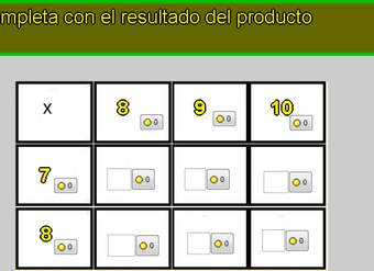 Tablas de multiplicar de 7, 8, 9 y 10