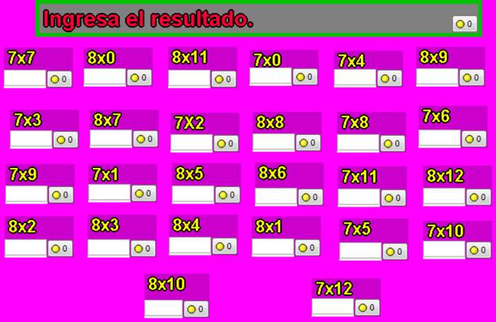 Tablas de multiplicar del 7 y 8 Tablas de multiplicar del 7 y 8