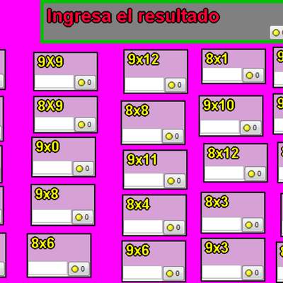 Tablas de multiplicar del 8 y 9