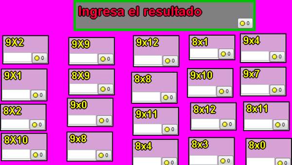Tablas de multiplicar del 8 y 9 Tablas de multiplicar del 8 y 9