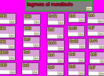 Tablas de multiplicar del 8 y 9 Tablas de multiplicar del 8 y 9