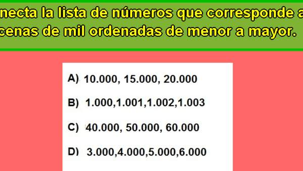 Decenas de mil de menor a mayor Decenas de mil de menor a mayor