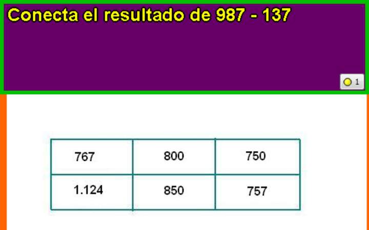 Cálculo mental sustracción de dos números Cálculo mental sustracción de dos números