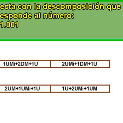Componer y descomponer números en forma aditiva (V) Componer y descomponer números en forma aditiva (V)