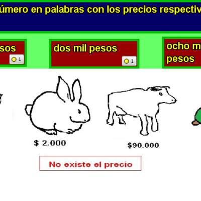 Conectar número en palabras con precio respectivo Conectar número en palabras con precio respectivo