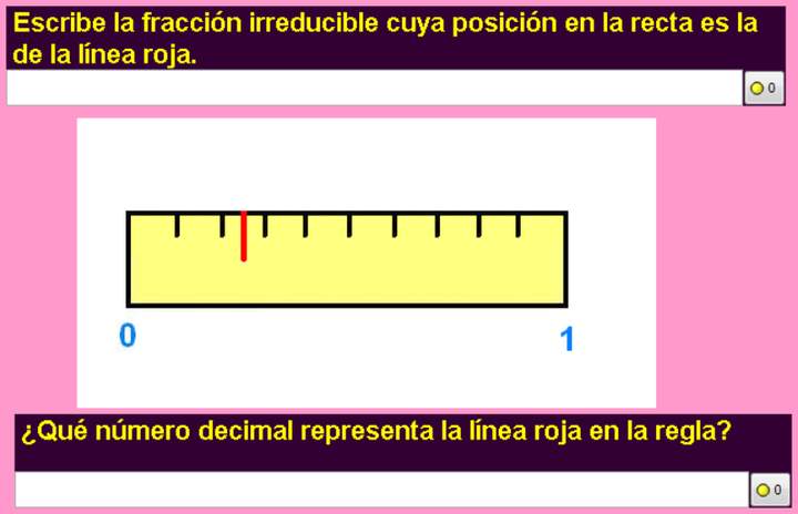 Fracciones y decimales en la recta numérica (V) Fracciones y decimales en la recta numérica (V)