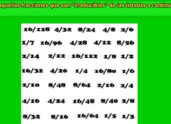Fracciones irreducibles Fracciones irreducibles