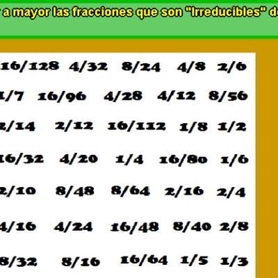 Comparación de fracciones irreducibles Comparación de fracciones irreducibles