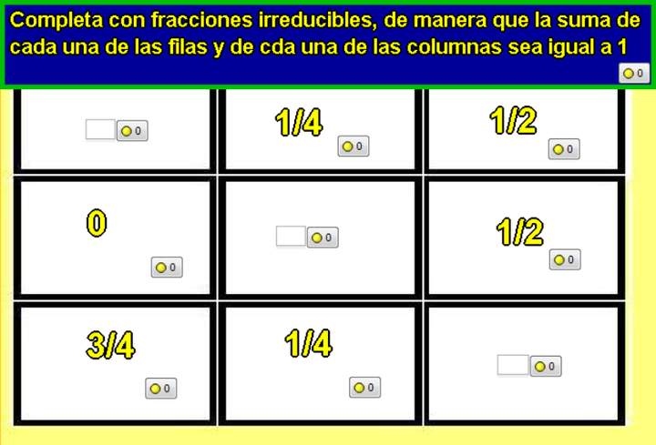 Sudoku de fracciones (I) Sudoku de fracciones (I)