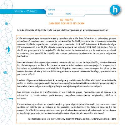 Cambios sociales siglo XIX Cambios sociales siglo XIX