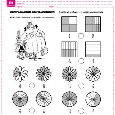 Comparar fracciones Comparar fracciones