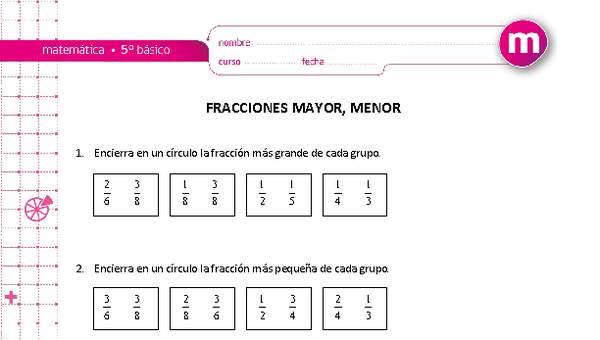 Comparar fracciones (II) Comparar fracciones (II)
