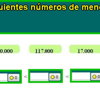 Comparar y ordenar números (II) Comparar y ordenar números (II)