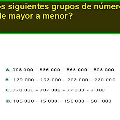 Comparar y ordenar números (VI) Comparar y ordenar números (VI)