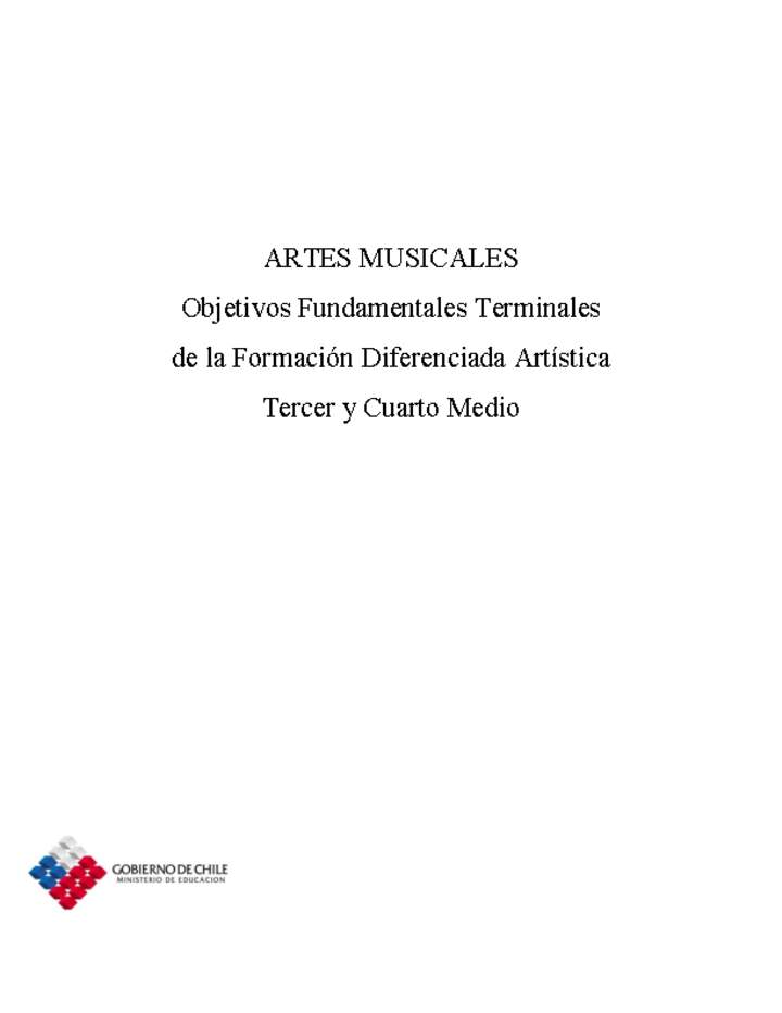 Objetivos Fundamentales Terminales - Artes Musicales