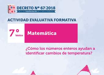 Actividades Evaluativas Formativas. 7° básico: ¿Cómo los números enteros ayudan a identificar cambios de temperatura? Actividades Evaluativas Formativas. 7° básico: ¿Cómo los números enteros ayudan a identificar cambios de temperatura?