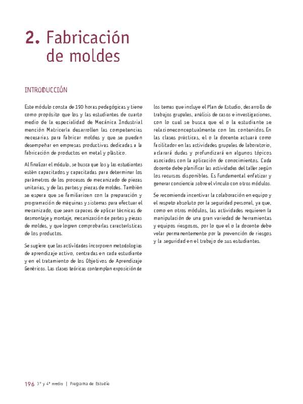Módulo 2 - Fabricación de moldes Módulo 2 - Fabricación de moldes