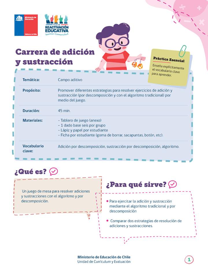 Carrera de adición y sustracción