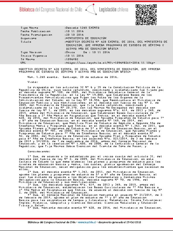 Plan de Estudio (D. 169)