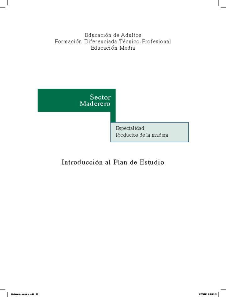 Educación Jóvenes y Adultos - TP - Productos de la madera - Sector Maderero Educación Jóvenes y Adultos - TP - Productos de la madera - Sector Maderero