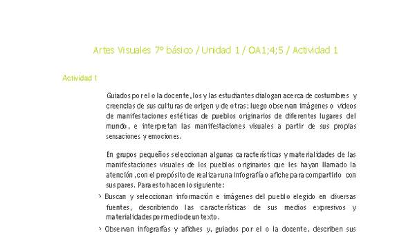 Artes Visuales 7° básico-Unidad 1-OA1;4;5-Actividad 1 Artes Visuales 7° básico-Unidad 1-OA1;4;5-Actividad 1