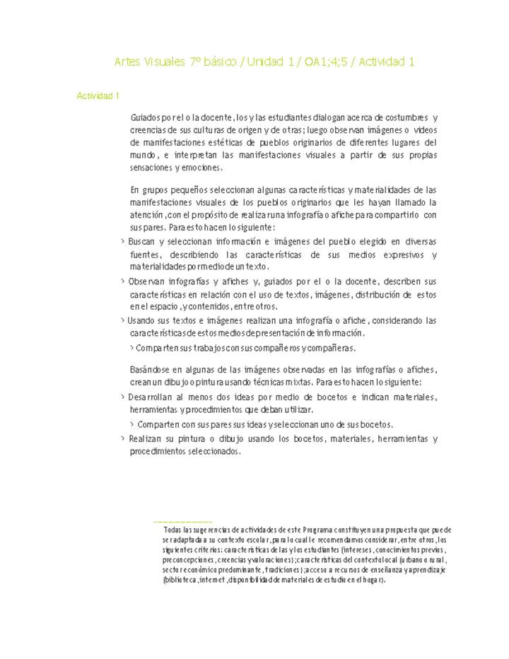 Artes Visuales 7° básico-Unidad 1-OA1;4;5-Actividad 1 Artes Visuales 7° básico-Unidad 1-OA1;4;5-Actividad 1