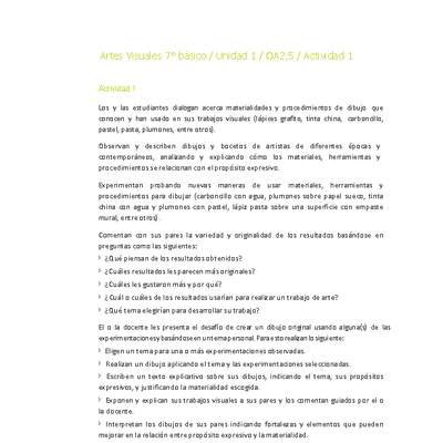Artes Visuales 7° básico-Unidad 1-OA2;5-Actividad 1 Artes Visuales 7° básico-Unidad 1-OA2;5-Actividad 1