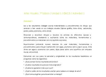 Artes Visuales 7° básico-Unidad 1-OA2;5-Actividad 1 Artes Visuales 7° básico-Unidad 1-OA2;5-Actividad 1