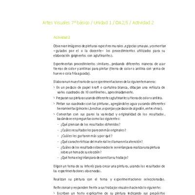 Artes Visuales 7° básico-Unidad 1-OA2;5-Actividad 2 Artes Visuales 7° básico-Unidad 1-OA2;5-Actividad 2
