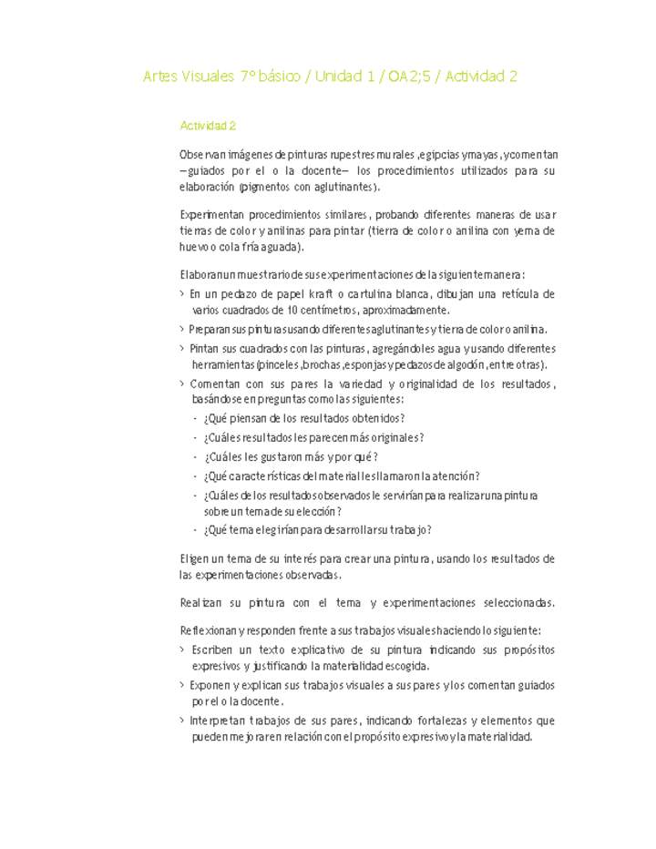 Artes Visuales 7° básico-Unidad 1-OA2;5-Actividad 2 Artes Visuales 7° básico-Unidad 1-OA2;5-Actividad 2