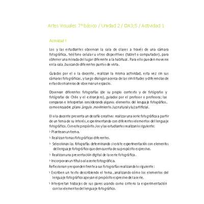 Artes Visuales 7° básico-Unidad 2-OA3;5-Actividad 1 Artes Visuales 7° básico-Unidad 2-OA3;5-Actividad 1