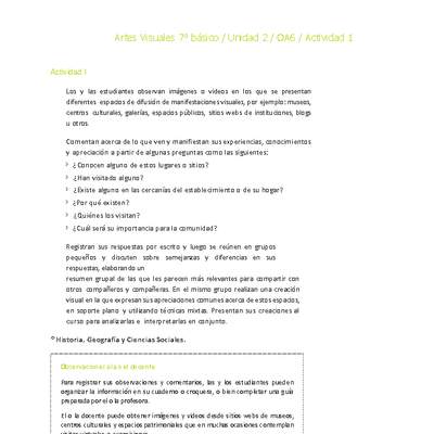 Artes Visuales 7° básico-Unidad 2-OA6-Actividad 1 Artes Visuales 7° básico-Unidad 2-OA6-Actividad 1