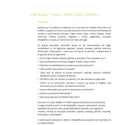 Artes Visuales 7° básico-Unidad 2-OA6-Actividad 2 Artes Visuales 7° básico-Unidad 2-OA6-Actividad 2