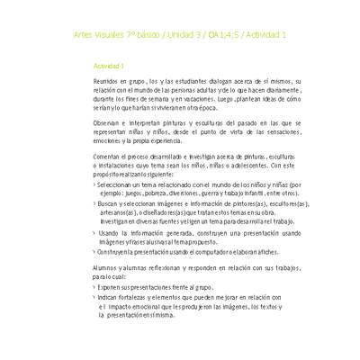Artes Visuales 7° básico-Unidad 3-OA1;4;5-Actividad 1 Artes Visuales 7° básico-Unidad 3-OA1;4;5-Actividad 1