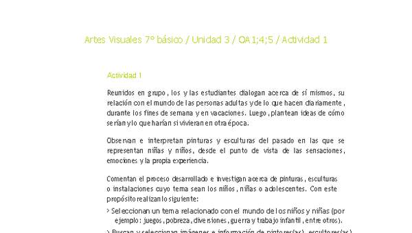 Artes Visuales 7° básico-Unidad 3-OA1;4;5-Actividad 1 Artes Visuales 7° básico-Unidad 3-OA1;4;5-Actividad 1