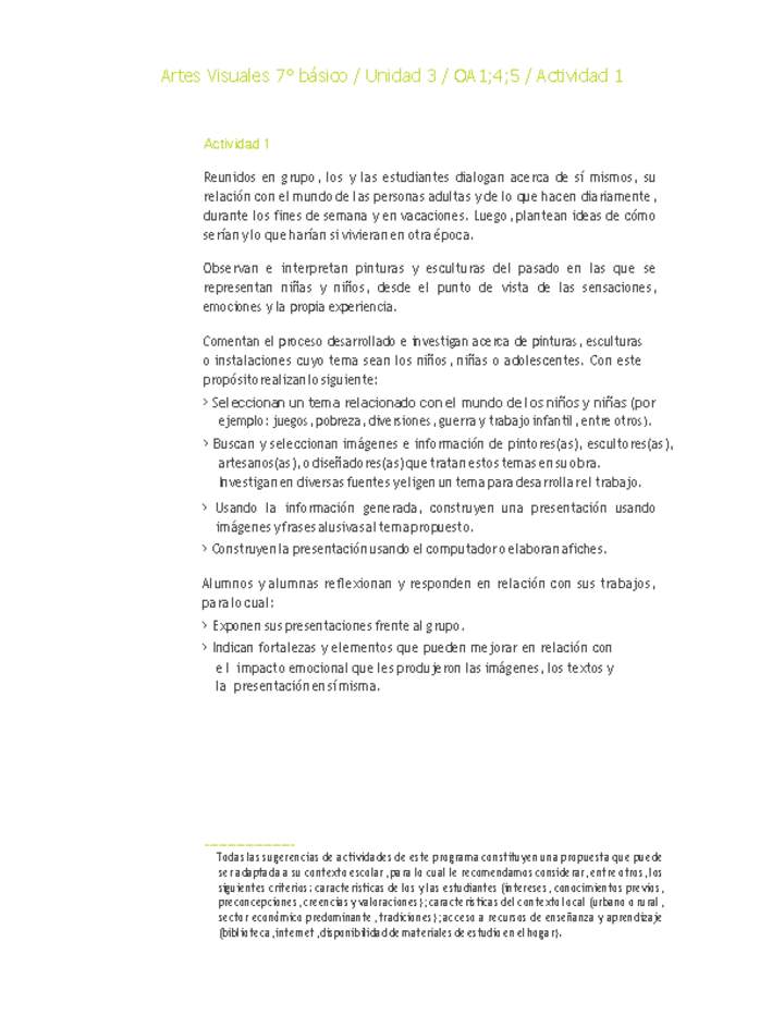 Artes Visuales 7° básico-Unidad 3-OA1;4;5-Actividad 1 Artes Visuales 7° básico-Unidad 3-OA1;4;5-Actividad 1