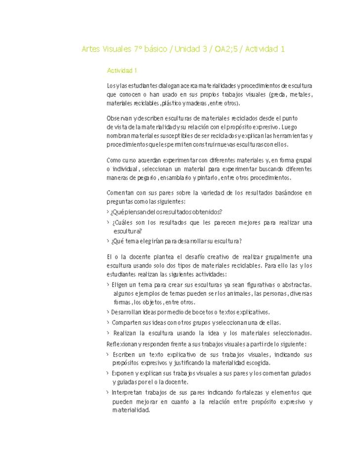 Artes Visuales 7° básico-Unidad 3-OA2;5-Actividad 1 Artes Visuales 7° básico-Unidad 3-OA2;5-Actividad 1