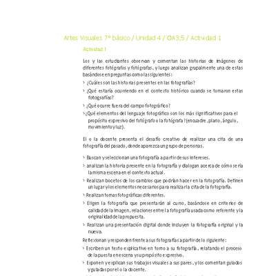 Artes Visuales 7° básico-Unidad 4-OA3;5-Actividad 1 Artes Visuales 7° básico-Unidad 4-OA3;5-Actividad 1