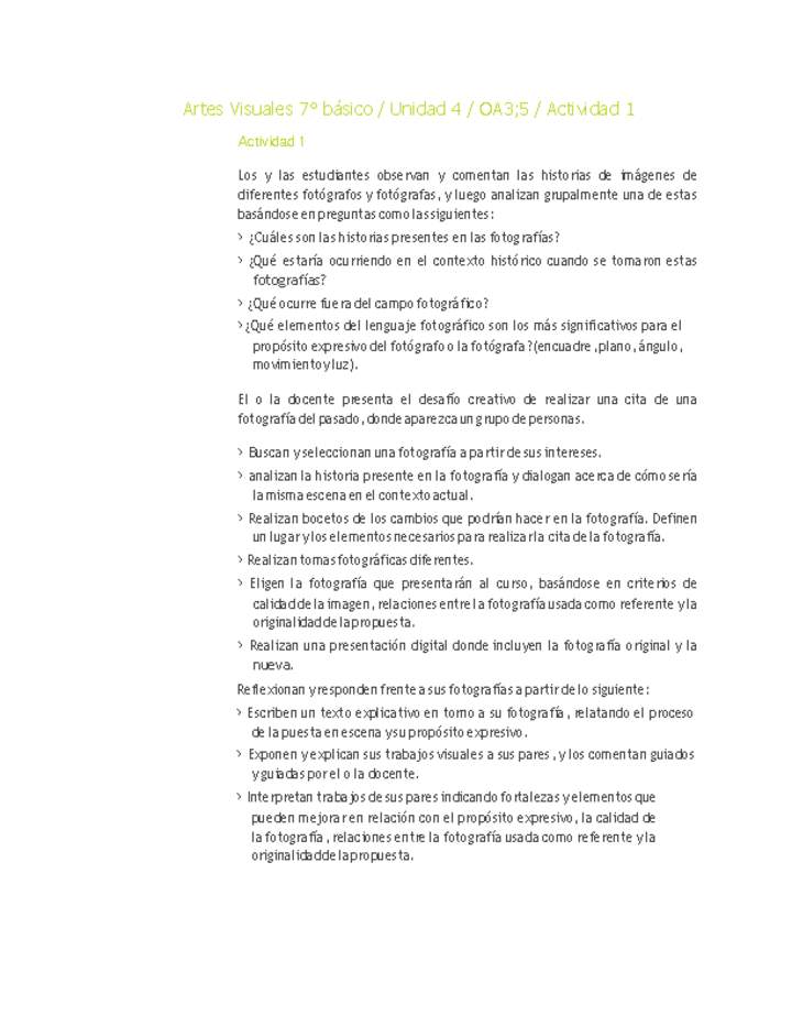 Artes Visuales 7° básico-Unidad 4-OA3;5-Actividad 1 Artes Visuales 7° básico-Unidad 4-OA3;5-Actividad 1