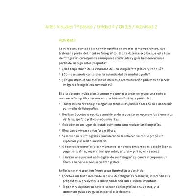 Artes Visuales 7° básico-Unidad 4-OA3;5-Actividad 2 Artes Visuales 7° básico-Unidad 4-OA3;5-Actividad 2