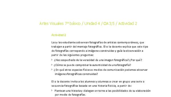 Artes Visuales 7° básico-Unidad 4-OA3;5-Actividad 2 Artes Visuales 7° básico-Unidad 4-OA3;5-Actividad 2