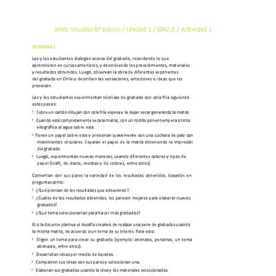 Artes Visuales 8° básico-Unidad 1-OA2;5-Actividad 1 Artes Visuales 8° básico-Unidad 1-OA2;5-Actividad 1