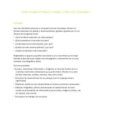 Artes Visuales 8° básico-Unidad 2-OA1;4;5-Actividad 1 Artes Visuales 8° básico-Unidad 2-OA1;4;5-Actividad 1