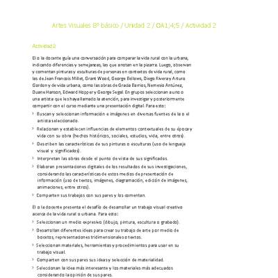 Artes Visuales 8° básico-Unidad 2-OA1;4;5-Actividad 2 Artes Visuales 8° básico-Unidad 2-OA1;4;5-Actividad 2