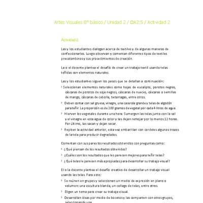 Artes Visuales 8° básico-Unidad 2-OA2;5-Actividad 2 Artes Visuales 8° básico-Unidad 2-OA2;5-Actividad 2